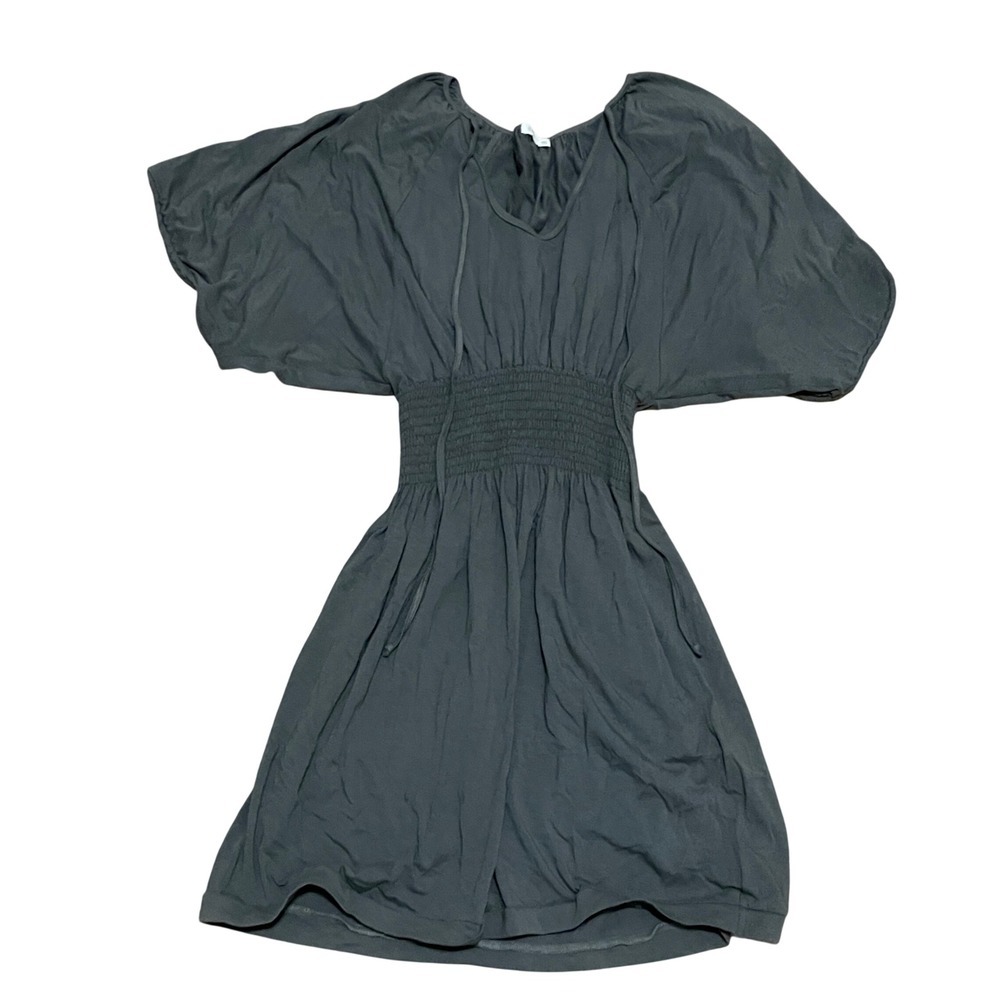 Dolan Women's Medium Green Gray Smocked Waist Dolman Sleeve Feminine Mini Dress